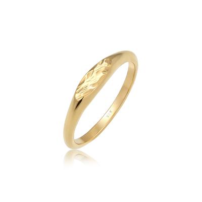 Siegelring ELLI "Ring Siegelring Oval Pinky Ring 925 Silber" Gr. 46, gold, Fingerringe, Damen, 46, ohne Stein, Silber 925 (Sterlingsilber), 9mm, Siegelring