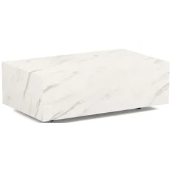 COUCHTISCH Noma Rechteckig in Marmor Weiß, Blockform mit versteckten Rollen 90/55/28 cm