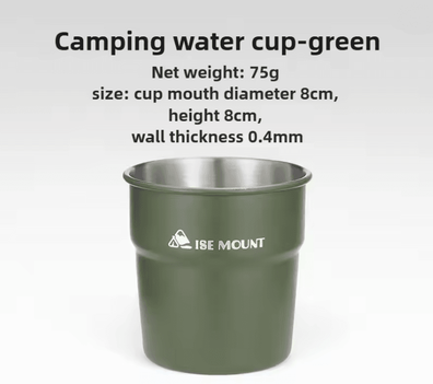 Inspire Essentials Stainless Steel Camping Cup Outdoor Beer Mug With Storage Bag green