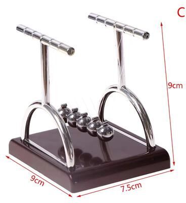 Inspired Finds Newton's Cradle Metal Pendulum Desk Toy Physics Balance Ball Decor wooden Base Executive