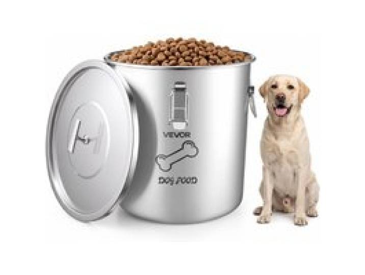 VEVOR Futtertonne Hunde 20 L Edelstahl Tierfutterbehälter für Haustiere Ideal für Wohnzimmer und Küche, mit Metallgriffen, Silikonring, Rostbeständigkeit Polierter Oberfläche und Luftdichtem Deckel