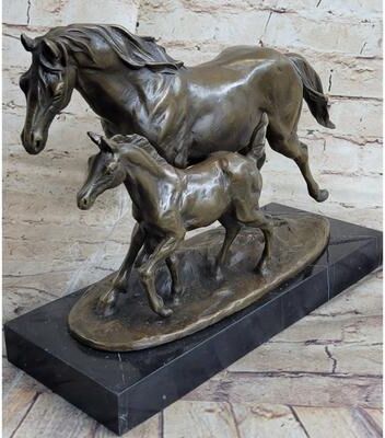 Bronzhaus Vintage Detailed Bronze Horse Foal Figure Cast Solid Metal Statue Colt Figurine