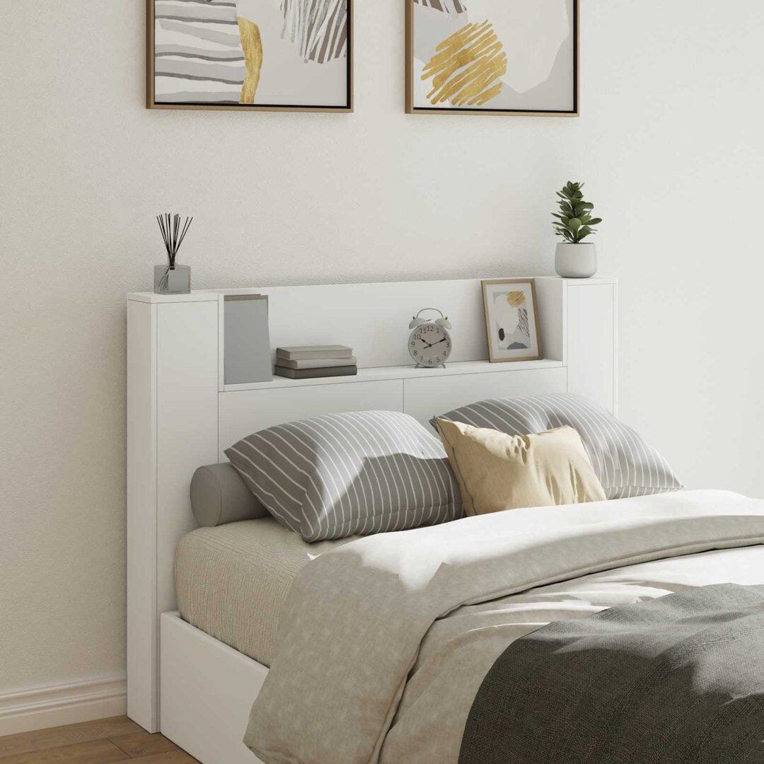 Latitude Run Bookcase Headboard White European Double (140 x 200 cm)