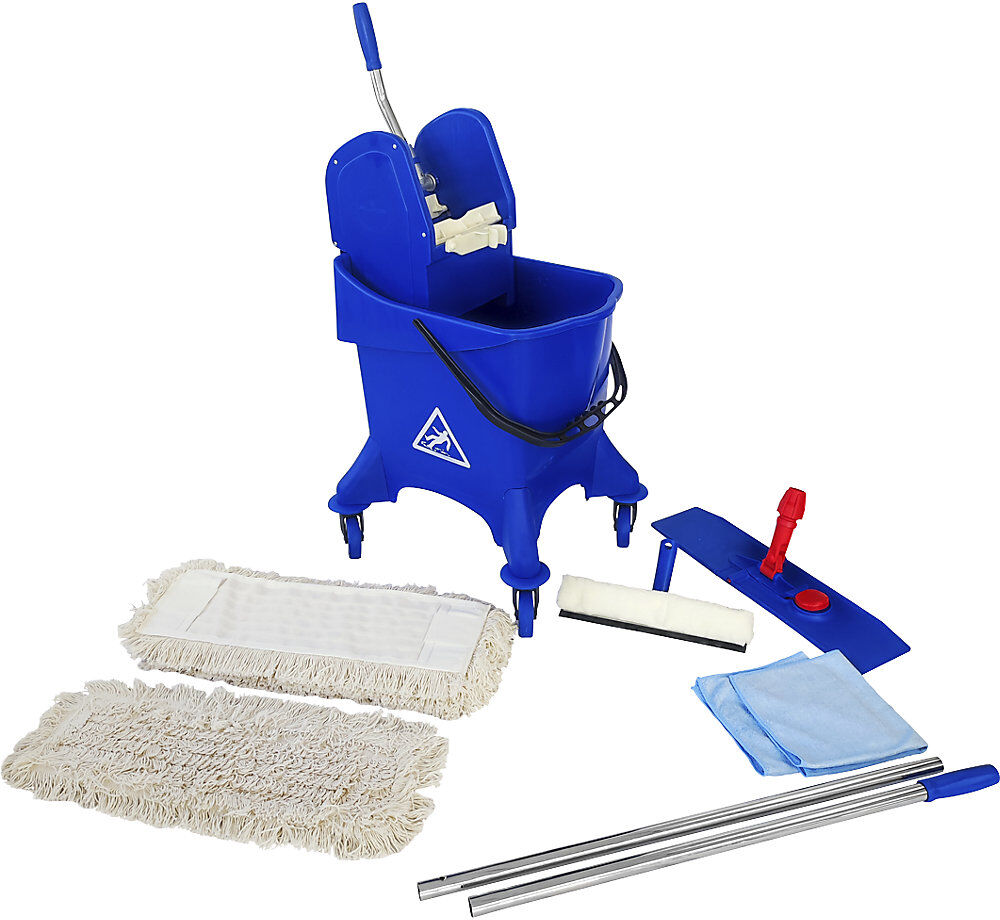 kaiserkraft Profi-Reinigungs-Set BASIC, mit 10 Baumwoll-Mopps, 30-l-Eimer