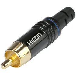 HICON Cinch (RCA), 2-pol , Metall-, Löttechnik-Kabelstecker, vergoldete(r) Kontakt(e), gerade, schwarz