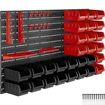 TecTake GmbH tectake Kleinteilemagazin mit 28 Stapelboxen und Werkzeughalterungen - pro Stück schwarz