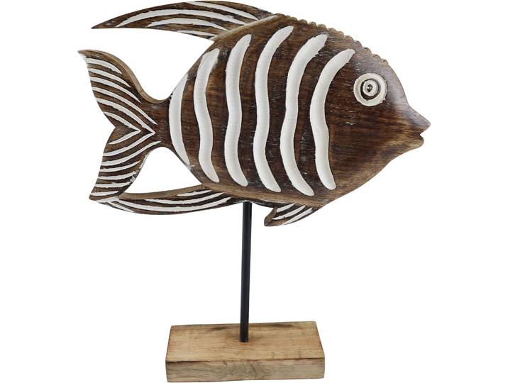 Dekofigur AM DESIGN Fisch aus Mangoholz und Metall , braun, B:6cm H:35cm T:35cm, Holzwerkstoff, Metall, Dekofiguren, Dekofigur, handgefertigte Osterdekoration