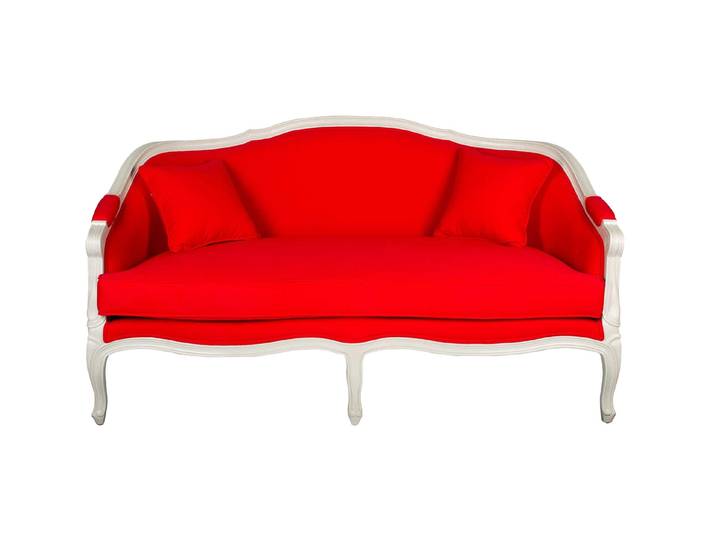 Banquette style Louis XV en tissu - Rouge