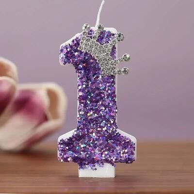 Uplifted Finds Purple Crown Birthday Number Candles 0 9 Princess Cake Topper Anniversary Party Decoration 1