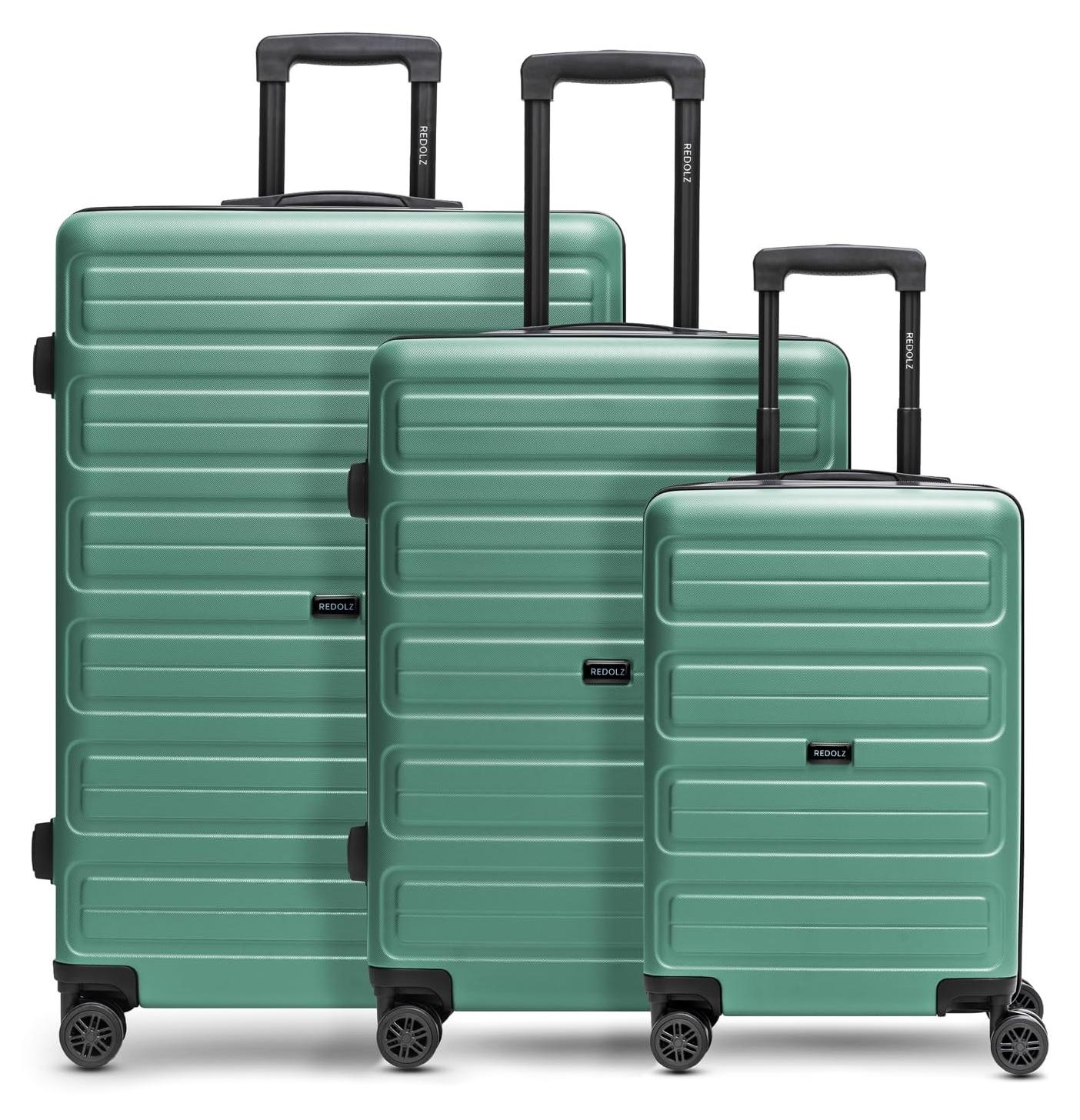 3-teiliges Trolley-Set mit Modischem Relief in Grün-Blau