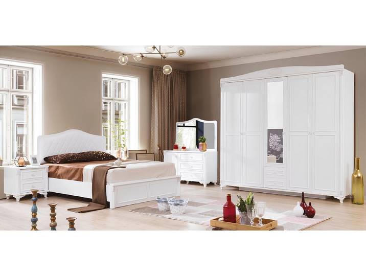 Xlmoebel Komplettschlafzimmer Gehobenes Schlafzimmer-Ensemble im Landhausstil aus Holz, (4-tlg., Bett, 2x Nachttische, Kleiderschrank, Kommode), Hergestellt in Europa