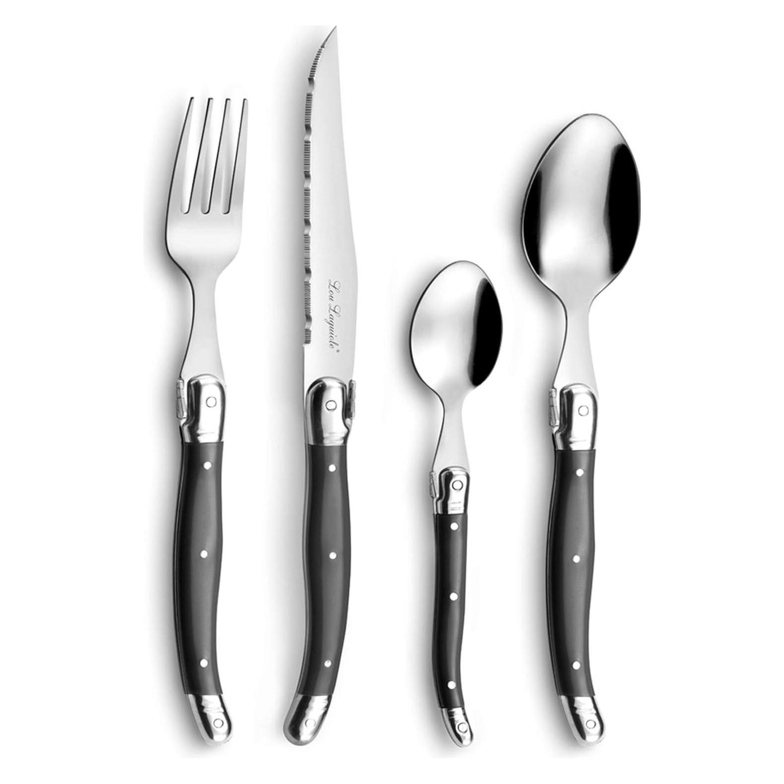 Lou laguiole Tradition 48piece anthracite grey (48 Stk., Besteck Set) (2511ACPA22E80)