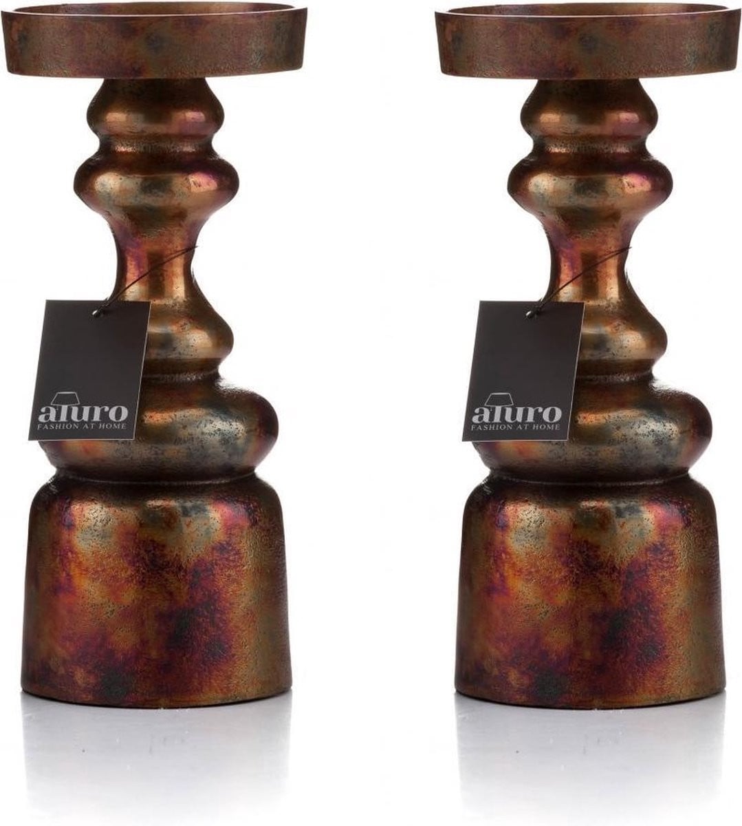 Aluro Kandelaar 2-delig Aluminium Antiek Design Handgemaakt