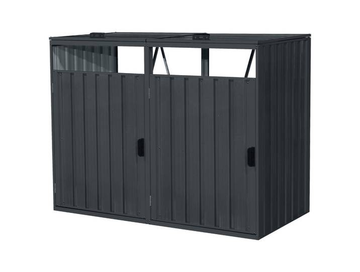 Mülltonnenbox, Anthrazit, Metall, 160x80x122 cm, CE, Gartenzubehör, Geräteschuppen