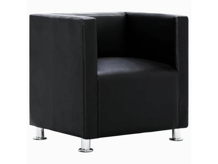KTHLBRH Schwarzer Sessel aus Kunstleder mit Metallbeinen Kunstleder, Metallbeine, Kapazität 110 kg, Verwendung im Innenbereich, klassisches Design, bequemer Sitz