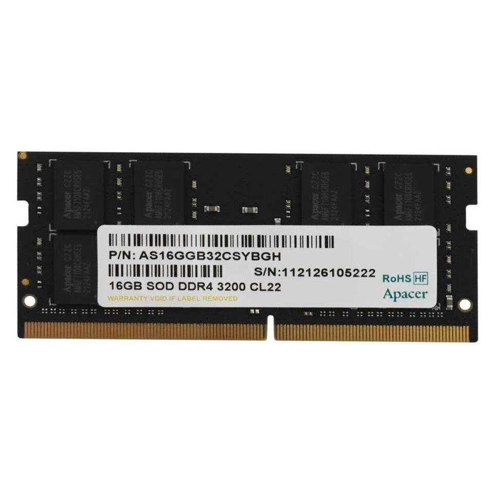 Apacer Arbeitsspeicher SODIMM DDR4 16 GB (1x16 GB) 3200 MHz CL22 1,2 V (1 x 16GB, 3200 MHz, DDR4-RAM) (ES.16G21.GSH)