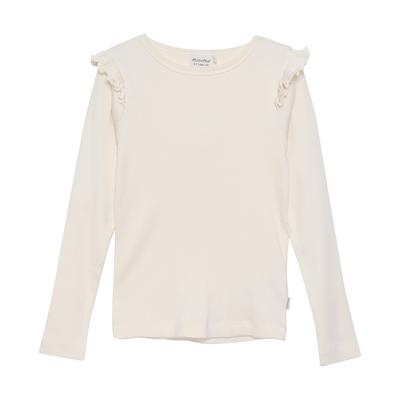Longsleeve MINYMO "Longsleeve MITshirt", Mädchen, Gr. 92, beige (seedpearl), Obermaterial: 48% Baumwolle CO. 48% Modal CMD. 4% Elasthan EL., Blusen