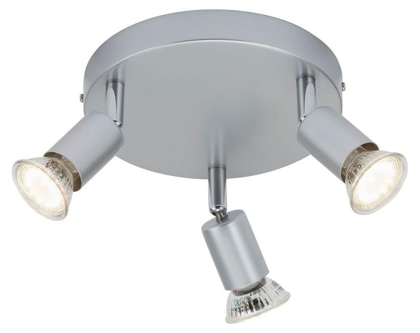 Briloner LED plafondlamp, ronde spotlamp met 3x GU10, 9W, kantelbaar, titanium, Ø16cm