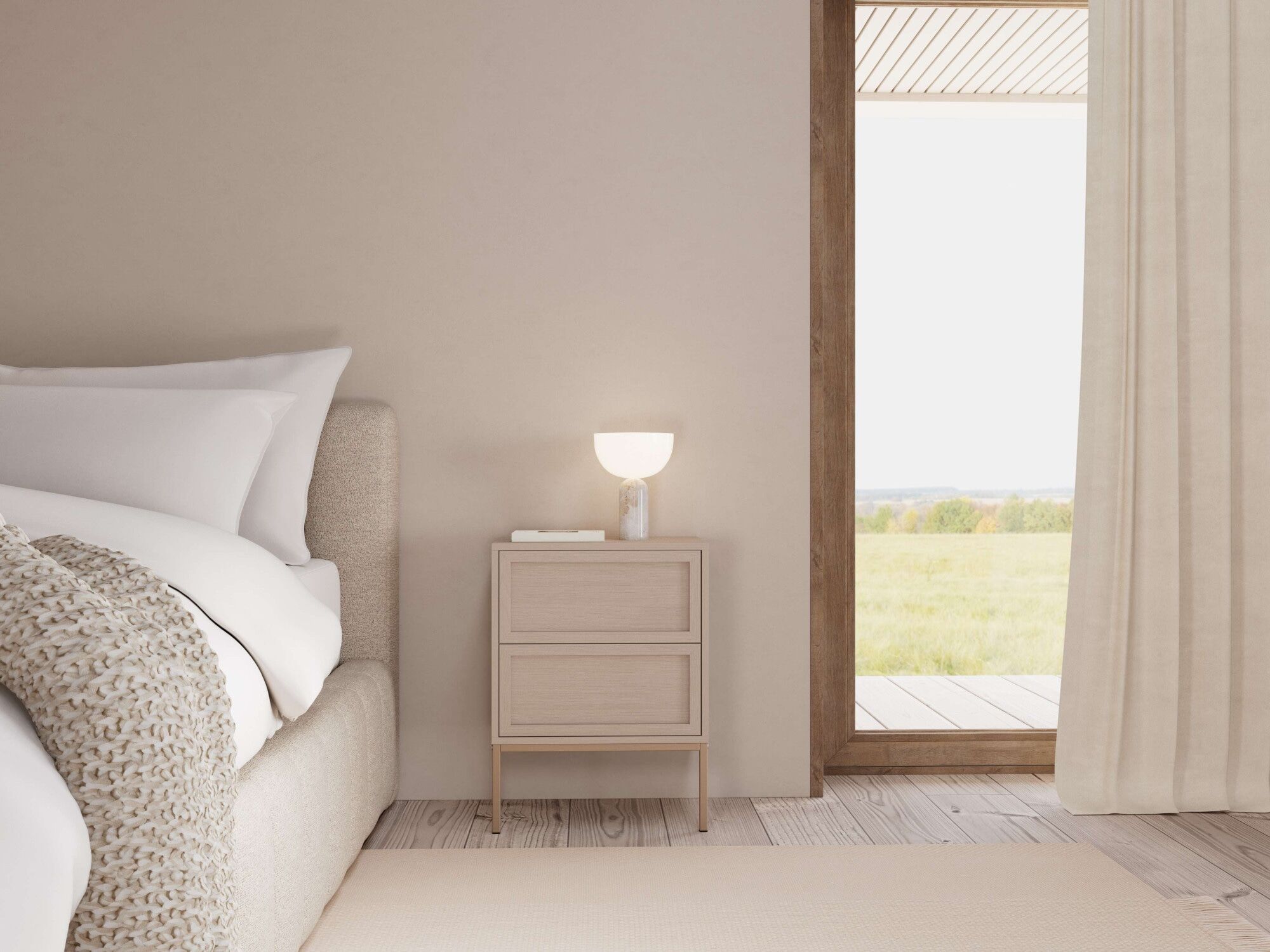 Nachttisch ACTONA GROUP "Palmdale, Nachtkommode, Nako", beige (kaschmir, kaschmir, kaschmir), B:45,6cm H:61cm T:40cm, Tische, Nachttisch, 2 Schubladen, Metallgestell, 45.6x40x61 kaschmir, kaschmir, kaschmir B/H/T: 45,6cm x 61cm x 40cm