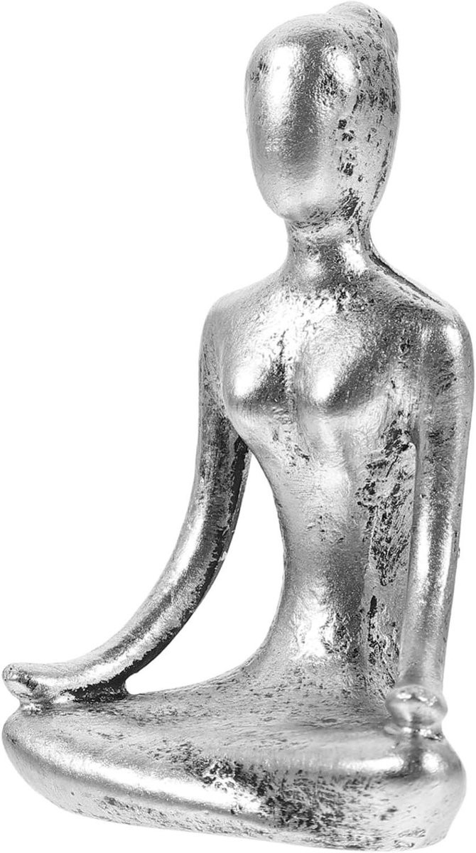 Abstract Beeld Yoga Houding Decoratie Figuur Zilver H 8,5 x B 5,5 x D 4 cm