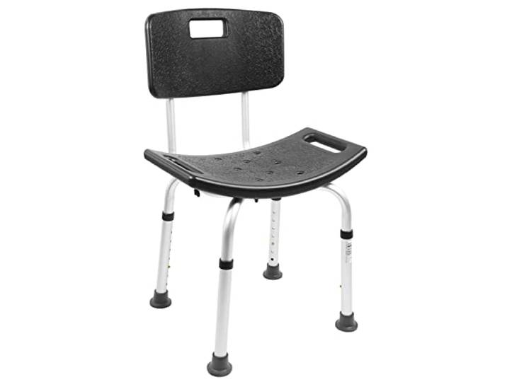 PEPE - Douchestoel voor Senior, Douchekruk met Rug, Douchezitje Anti-slip, Douche Stoel voor Bad voor Ouderen, Douche Kruk Hoog Verstelbaar, Stoel voor Bad, Montage Zonder Gereedschap