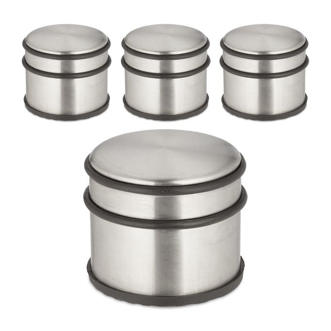 Relaxdays Deurstopper set van 4 in rvs