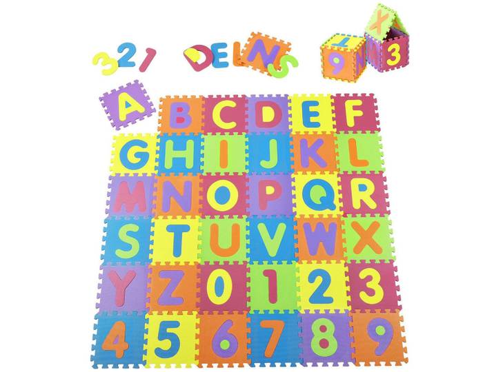 Juskys Kinder Puzzlematte Kim (36 Teile), Mehrfarbig, Kunststoff, 189x1x189 cm, unisex, Spielzeug, Puzzle