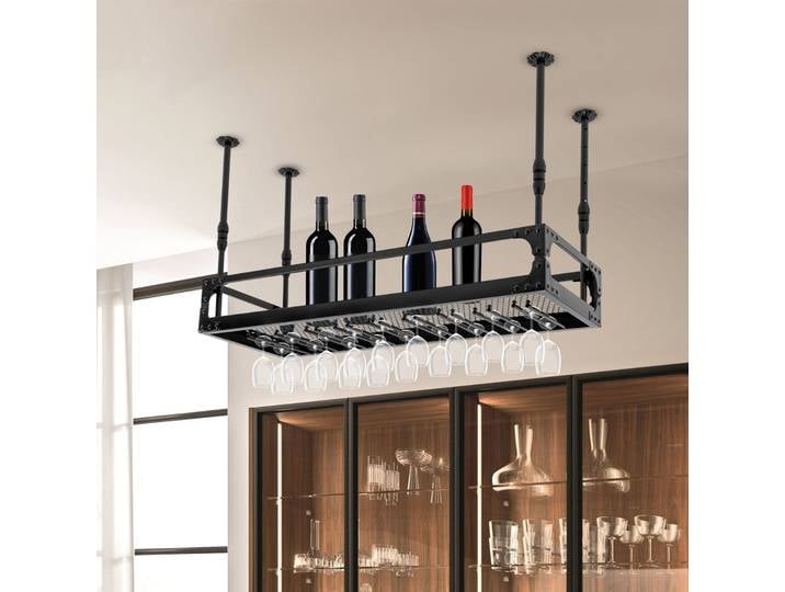 Étagère flottante de Bar Vintage industrielle, porte-bouteille de vin suspendu au plafond, étagère en verre de Champagne, décoration de Bar pour la maison
