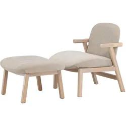 Ebuy24, Sessel, Rile Sessel mit Fusshocker beige.