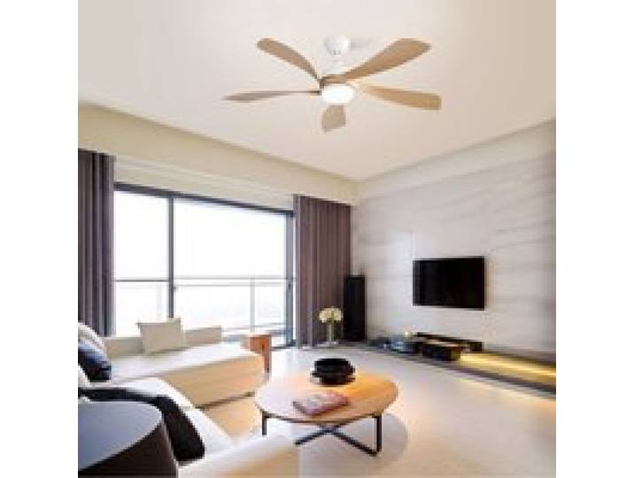 MEUBLIV Ventilateur de plafond LED 132 cm moteur DC réversible 5 pales ABS télécommande blanc