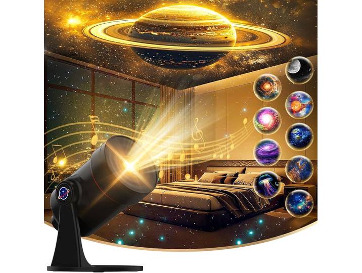 Projecteur Galaxie à Bruit Blanc Veilleuse Ambiance avec 28 Sons Apaisants Décoration de Chambre pour Plafond Chambre Enfants Adultes Entraîneur de Sommeil