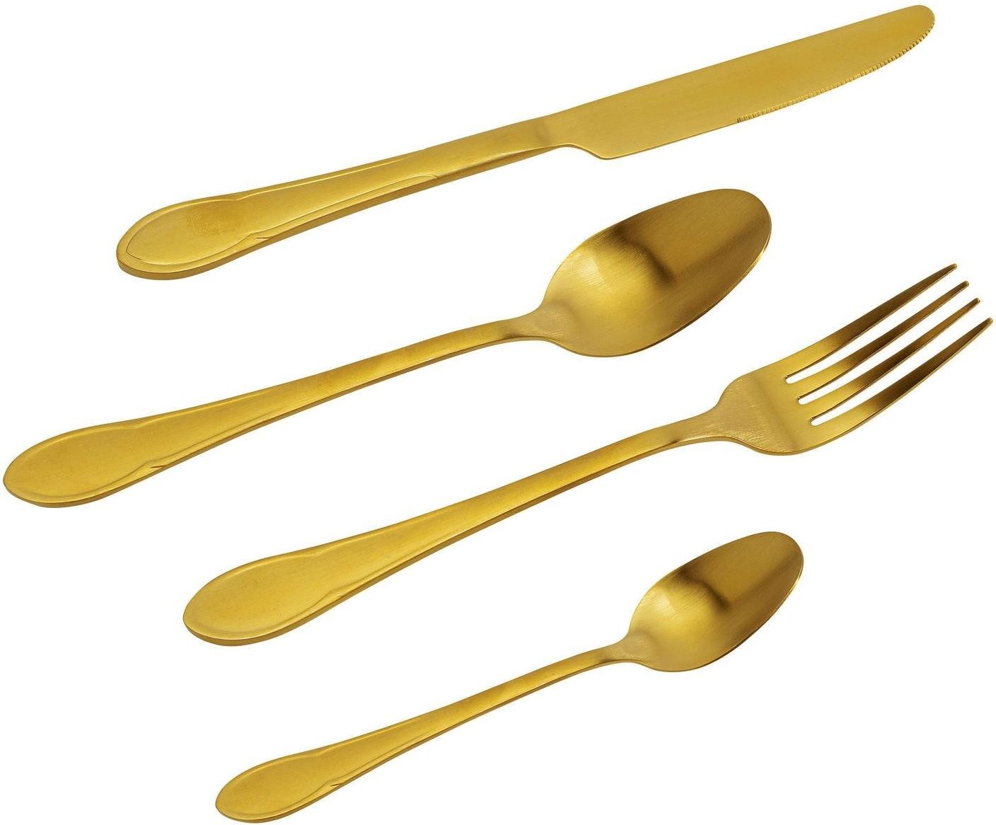 Besteck-Set KARE DESIGN "Cucina, 16-teilig", gold, 16, Edelstahl, Essbesteck-Sets, Besteck-Set gold 16