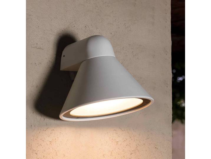 FARO BARCELONA Außenwandleuchte Pals, dimmbar, weiß / opal, Aluminium, Modern