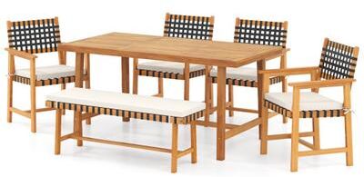 Costway 6-Piece Patio Dining Set for 5-6 People Farmhouse Furniture