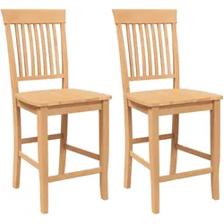 vidaXL Barhocker 2 Stk. Natur Massivholz Gummibaum