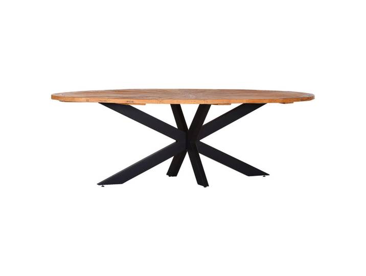 Ambia Home Esstisch, Ulmefarben, Schwarz, Holz, Ulme, massiv, oval, eckig, 135x78x254 cm, Holzmöbel, Holztische, Esstische Holz, Massivholztische