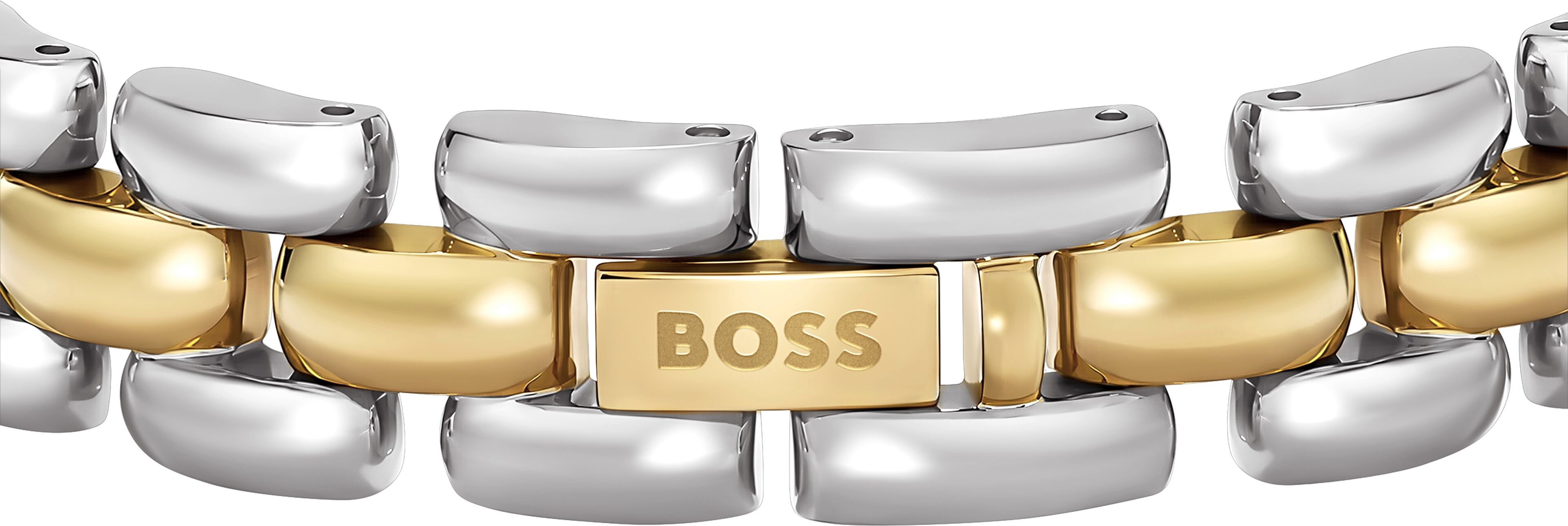 Gliederarmband BOSS "VIOLET", gold (edelstahlfarben, gelbgoldfarben), Armbänder, Damen, 18cm, Edelstahl, Gliederarmband