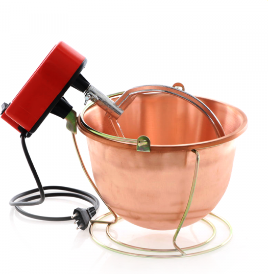 Elektrischer Rührtopf für Polenta NuovaFac Cuoca Automatica aus glattem Kupfer, Rundboden 4L - 5W