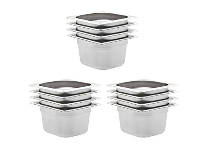vidaXL Gastronormbakken 12 st GN 1/6 100 mm roestvrij staal