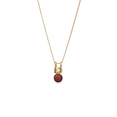 Kette mit Anhänger ELLI PREMIUM "Halskette Anhänger Peridot Rot 925 Sterling Silber vergoldet" Gr. 45, gold, Halsketten, Damen, Silber 925 (Sterlingsilber)