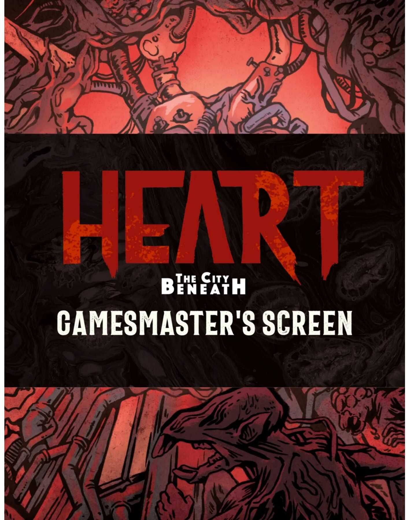 Heart GM Screen ; Booklet by Rowan, Rook and Decard Ltd - Three-panel landscape GM screen and 24-page GM reference booklet for Heart: The City Beneath