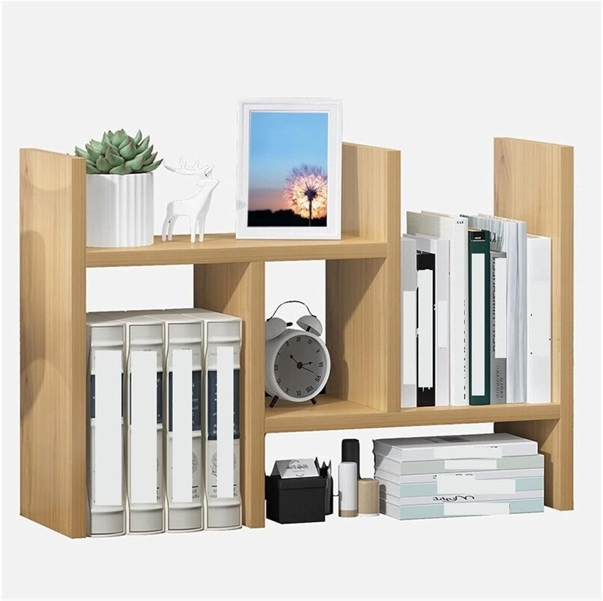 Multicolor Boekenkast Bureau en Opbergrek met Uitschuifbaar Ontwerp voor Ruimteorganisatie, 62 cm