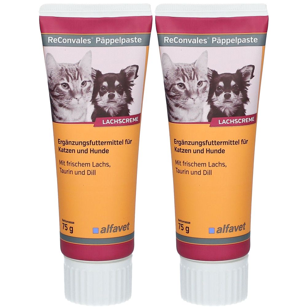 ReConvales Päppelpaste Lachscreme für Hunde und Katzen Doppelpack 2x75 g Paste