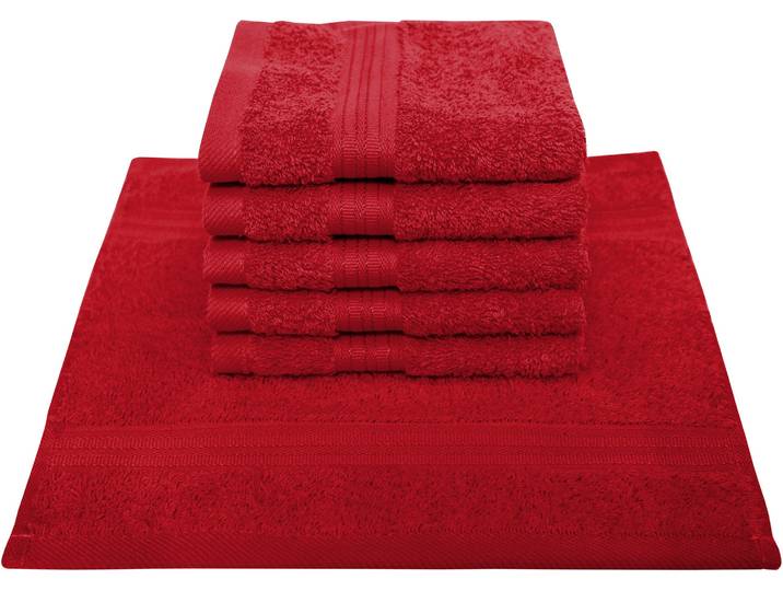 Seiftuch DYCKHOFF Siena , rot (granat), B:30cm L:30cm, Frottier, Waschlappen, Seiftuch, mit Bordüre