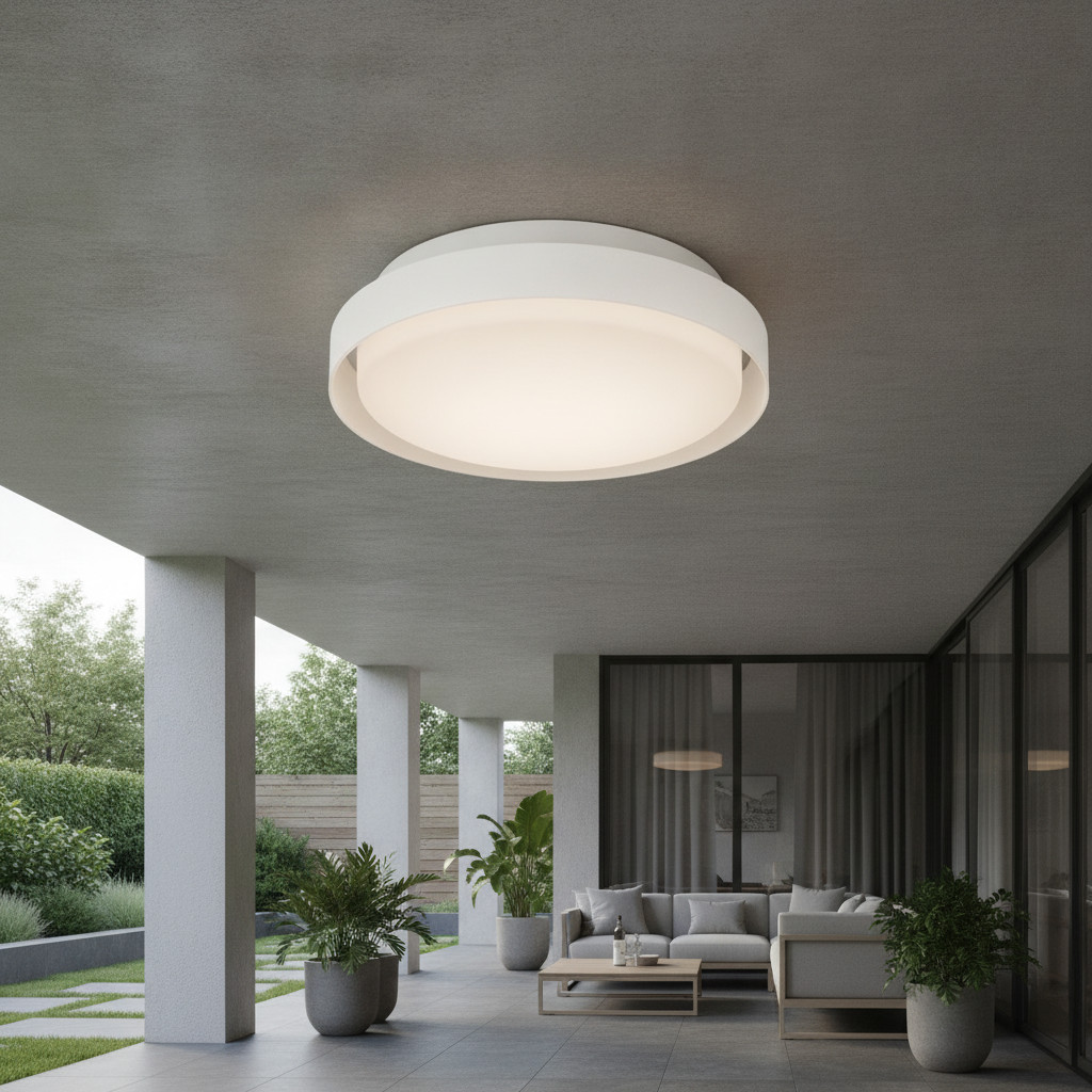 Lyora Oliver LED Buitenplafondlamp Wit Ø 27cm