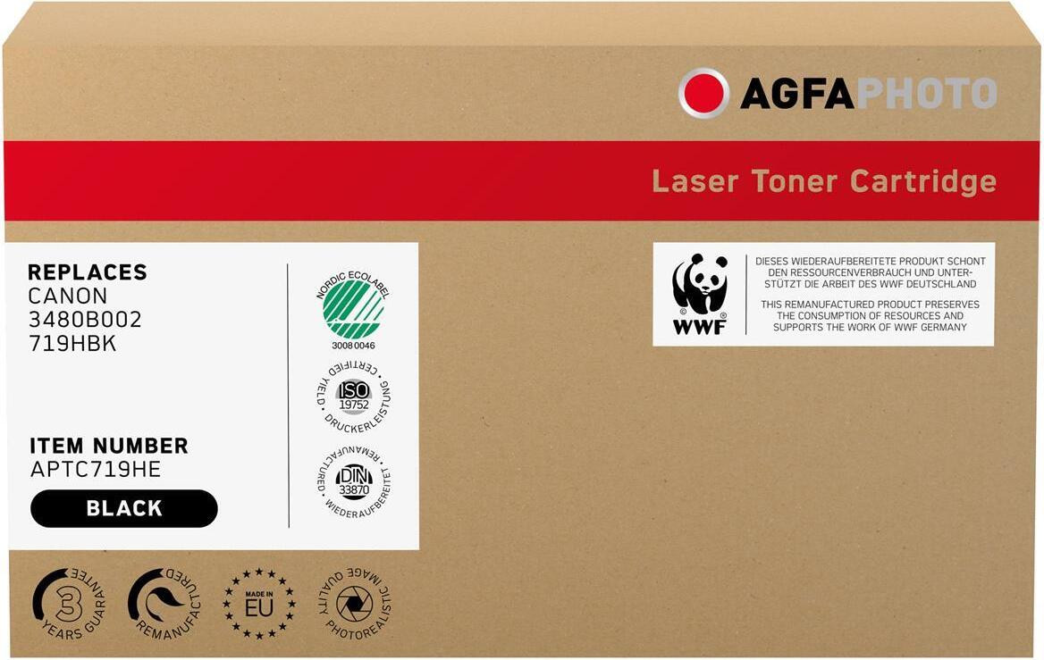 AgfaPhoto tonercartridge APTC719HE compatibel met Canon 3480B002 zwart