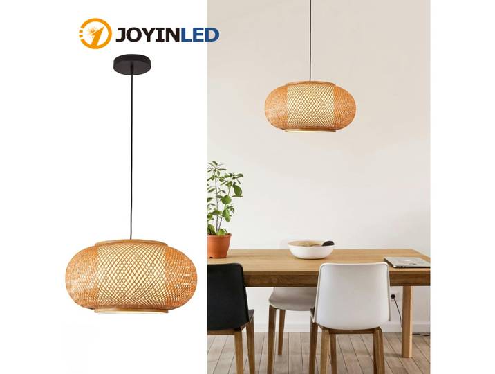 JOYINLED 40/50/60/80 cm bambou rotin lustre panier tissage bambou suspension écologique suspension lampe salle à manger éclairage