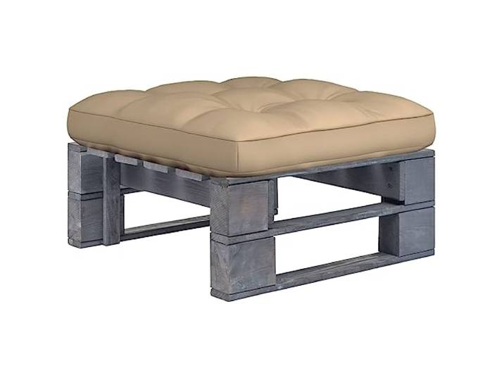 POUFGDR Sitzsack, Palette, Garten, Kiefernholz, imprägniert, Grau Terrassen-Fußhocker, modularer Couchtisch, inkl. Kissen, rustikales Design für den Außenbereich