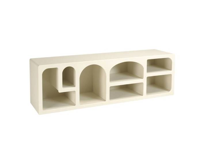 MACABANE HELENA - Meuble TV 7 niches 160x40cm en bois peint couleur beige