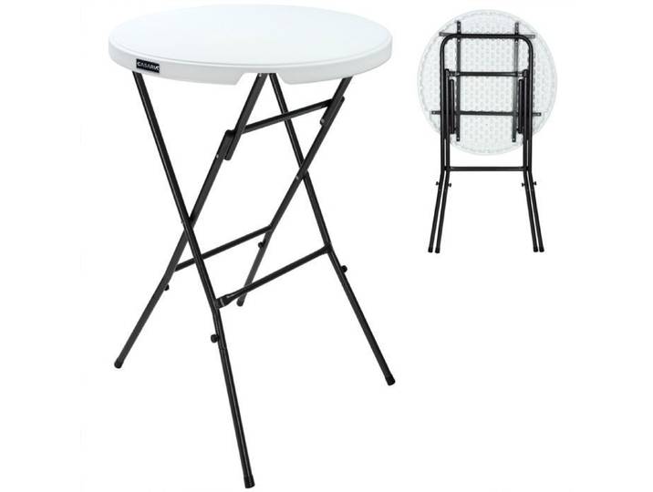 CASARIA® 2x Table haute de bar pliante mange-debout Ø 72 cm blanc hauteur 110 cm table de bistrot jardin extérieur